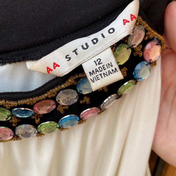 Jeweled Top Black and White AA Studio Cocktail Dress — Size 12 - Picture 5 of 5